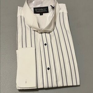 White and Gray Striped Dress Shirt